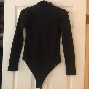 Ruffle sleeve high neck body suit